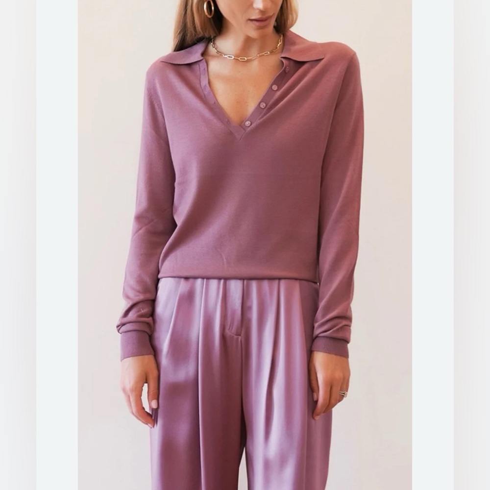 SABLYN Lexi Collared Cashmere Sweater in Rose